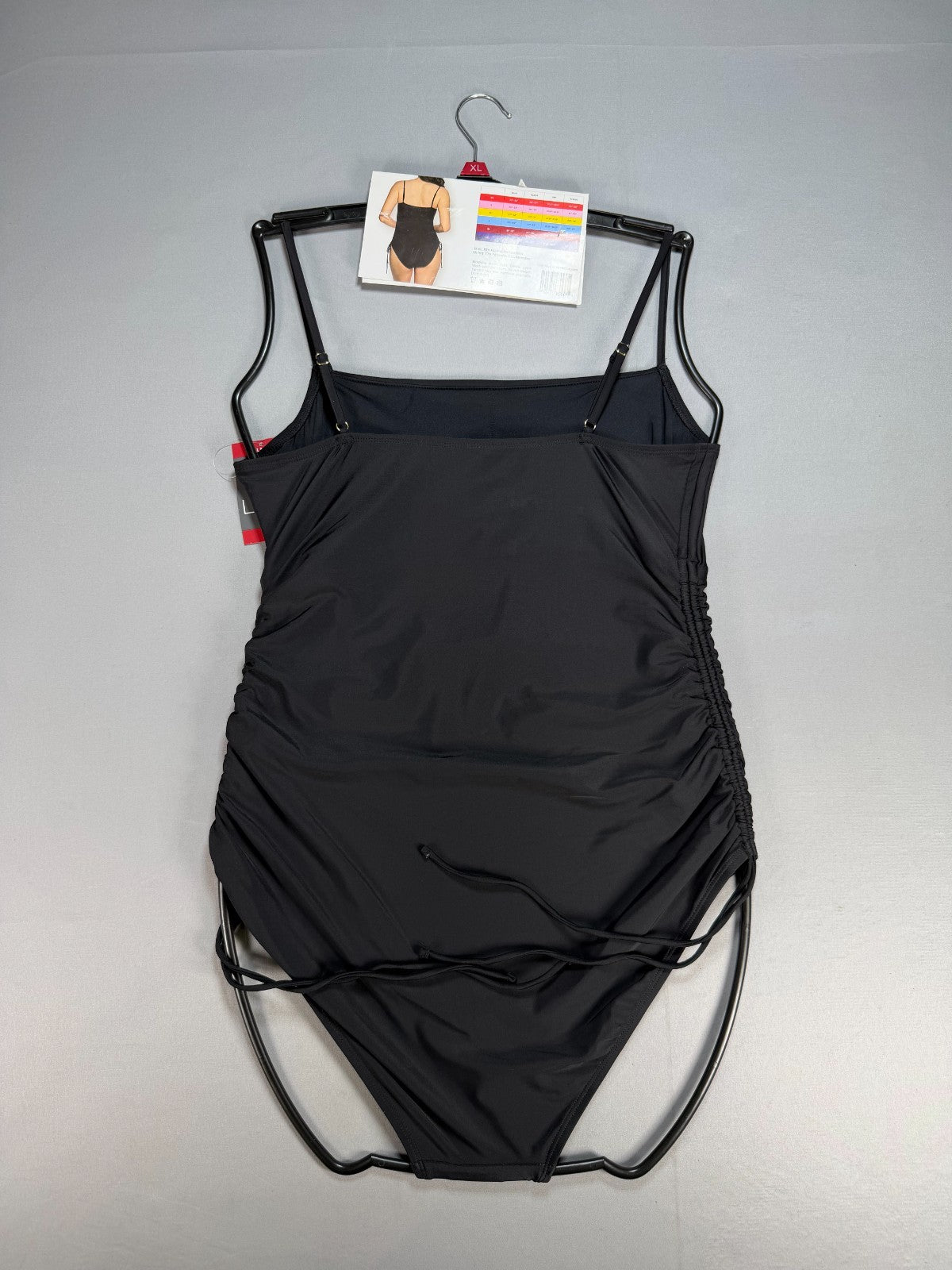 NWT Loft Shirred Side Tie Fully Lined One-Piece Swimsuit Women's XL Black Summer