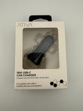 NEW Ativa 45867 Black Plastic LED Light Indicator 18W USB-C Car Charger