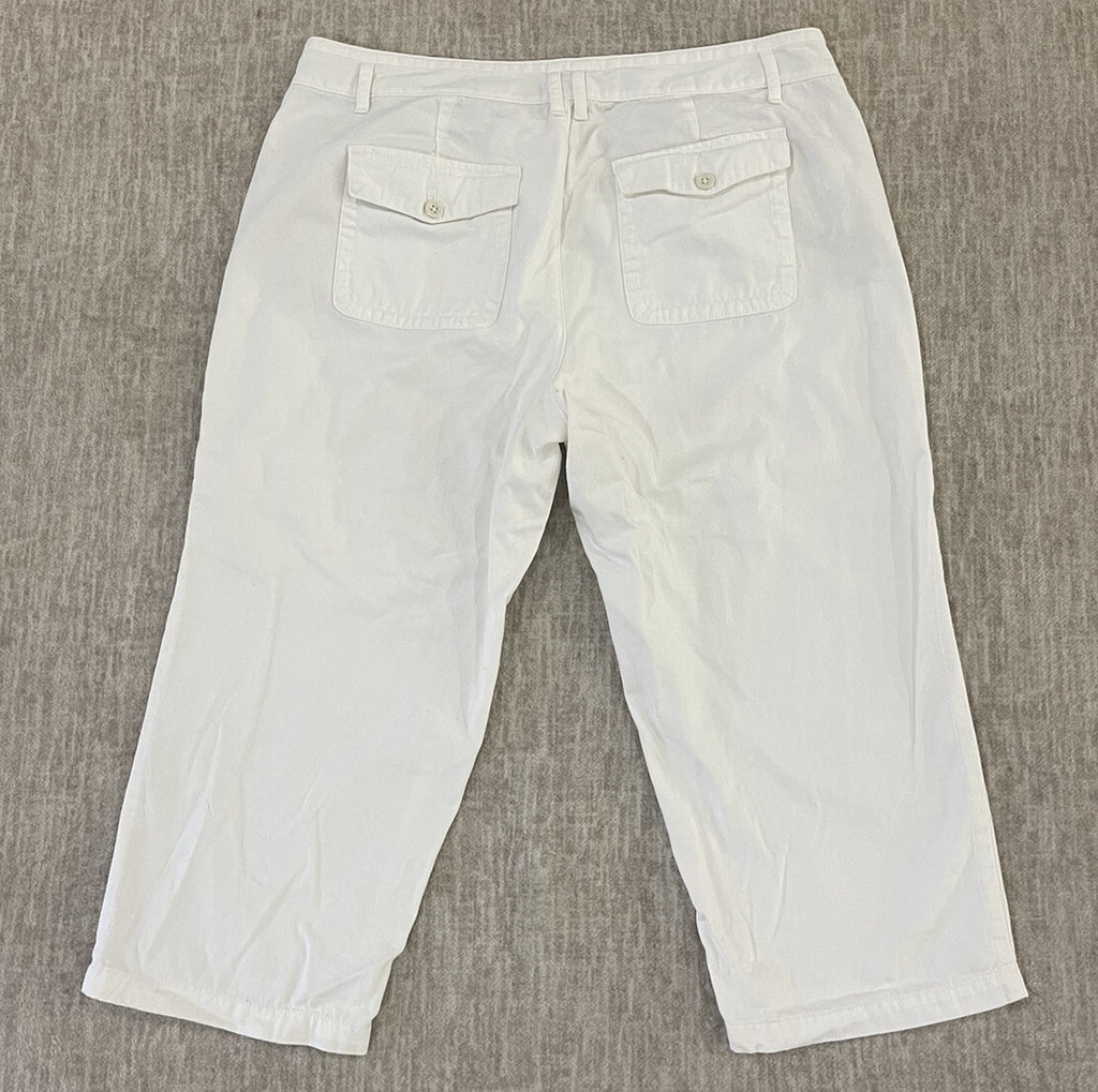 Eddie Bauer Womens Legend Wash Capri Pants Size 14 White Cotton
