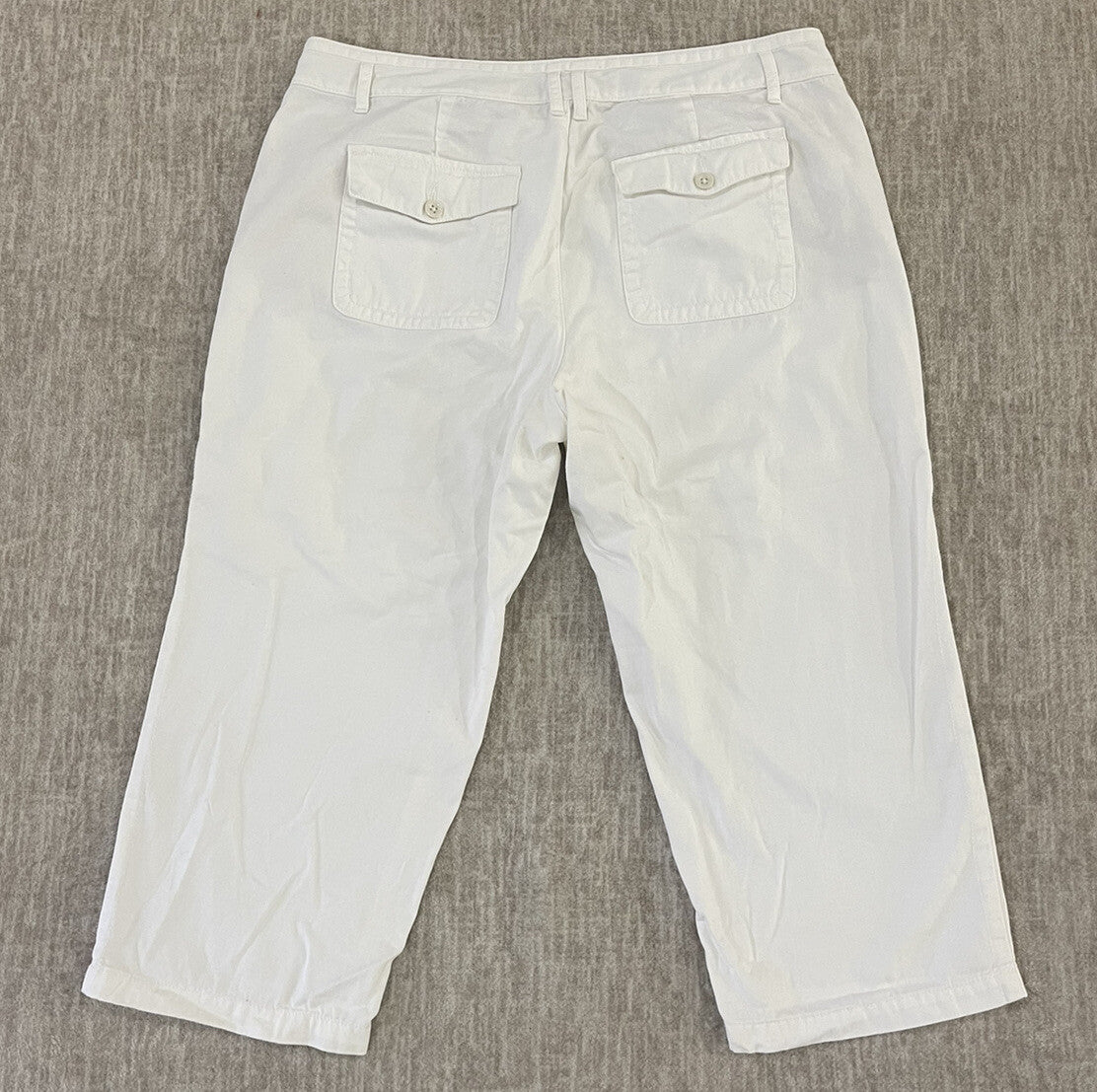 Eddie Bauer Womens Legend Wash Capri Pants Size 14 White Cotton