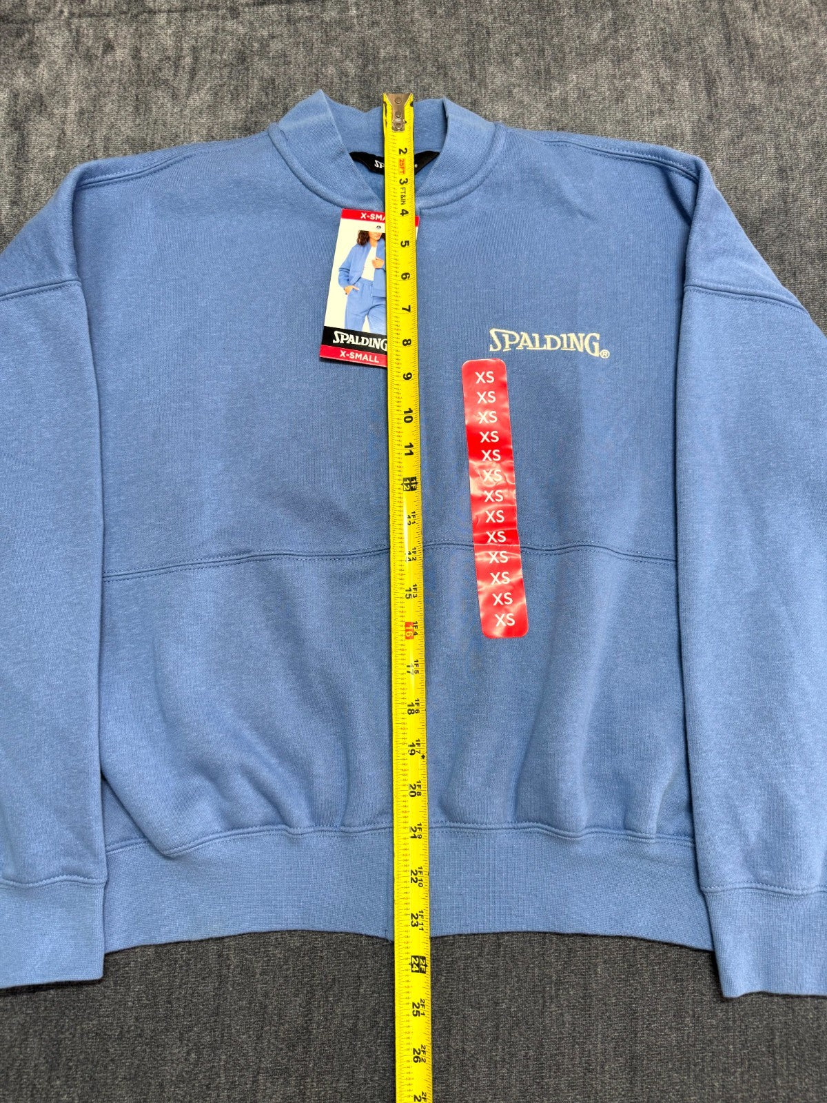 NWT Spalding Fleece Bomber Jacket Women's XS Light Blue Full-Zip Long Sleeve