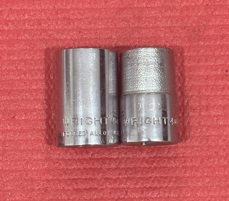 Wright Tools 2 PC 4018 & 4022, 1/2" Drive SAE 6PT Shallow Socket Set Made in USA