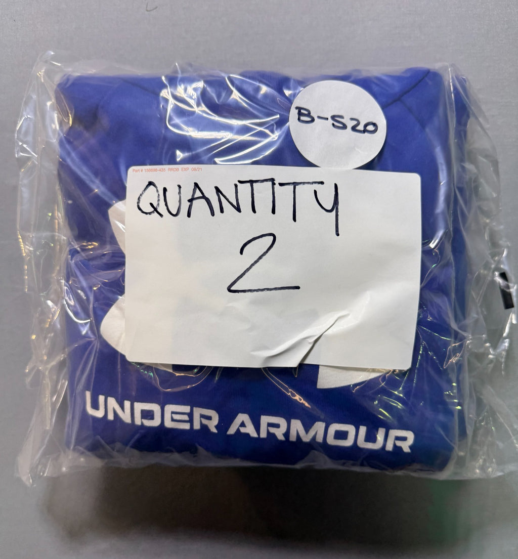 NWT Under Armour Rival Fleece Hoodie Boys Youth Small Blue Logo Ribbed Cuffs