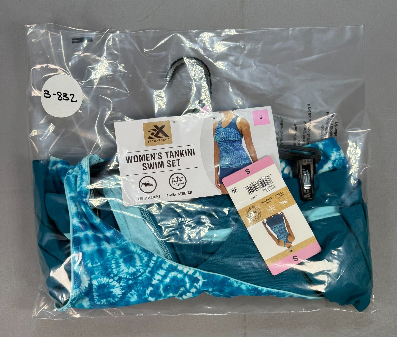 ZeroXposur 2-Piece Bathing Suit Women Small Blue Shibori Tankini Skort Swimwear