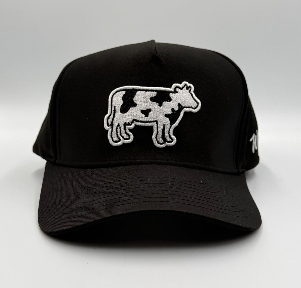 Waggle Golf Holy Cow Legend Snapback Hat Black Graphic Lasercut Vent Performance