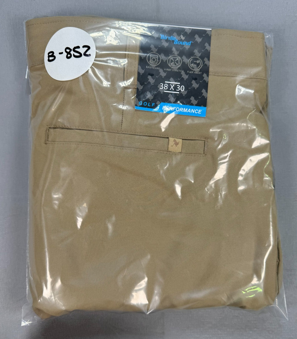 Birdie Bound Regular Fit Golf Pants Men's 38x30 Beige Performance Straight Leg