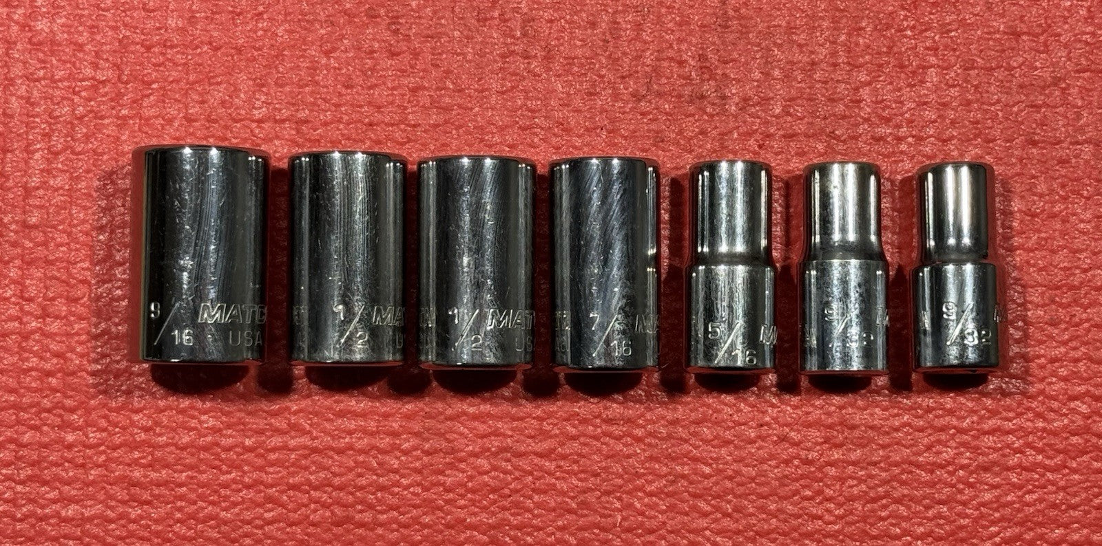 Matco B1 Series 7PC 3/8" Drive Double Square Socket Set 8PT W/ Metal Tray USA