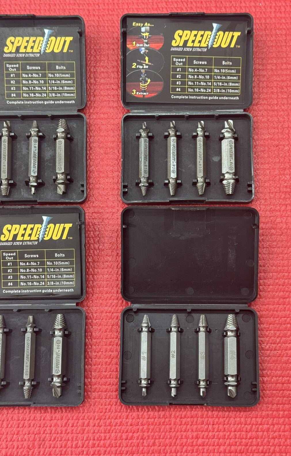NEW Speed Out 4 PC Damaged Screw Extractor & Bolt Extractor Set - Pro Grade