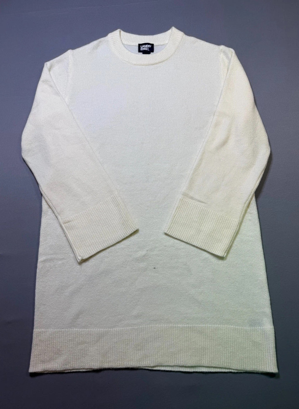 NWT Lands' End Crew Neck Sweater Women's Medium (8-10) Ivory Long Sleeve Winter
