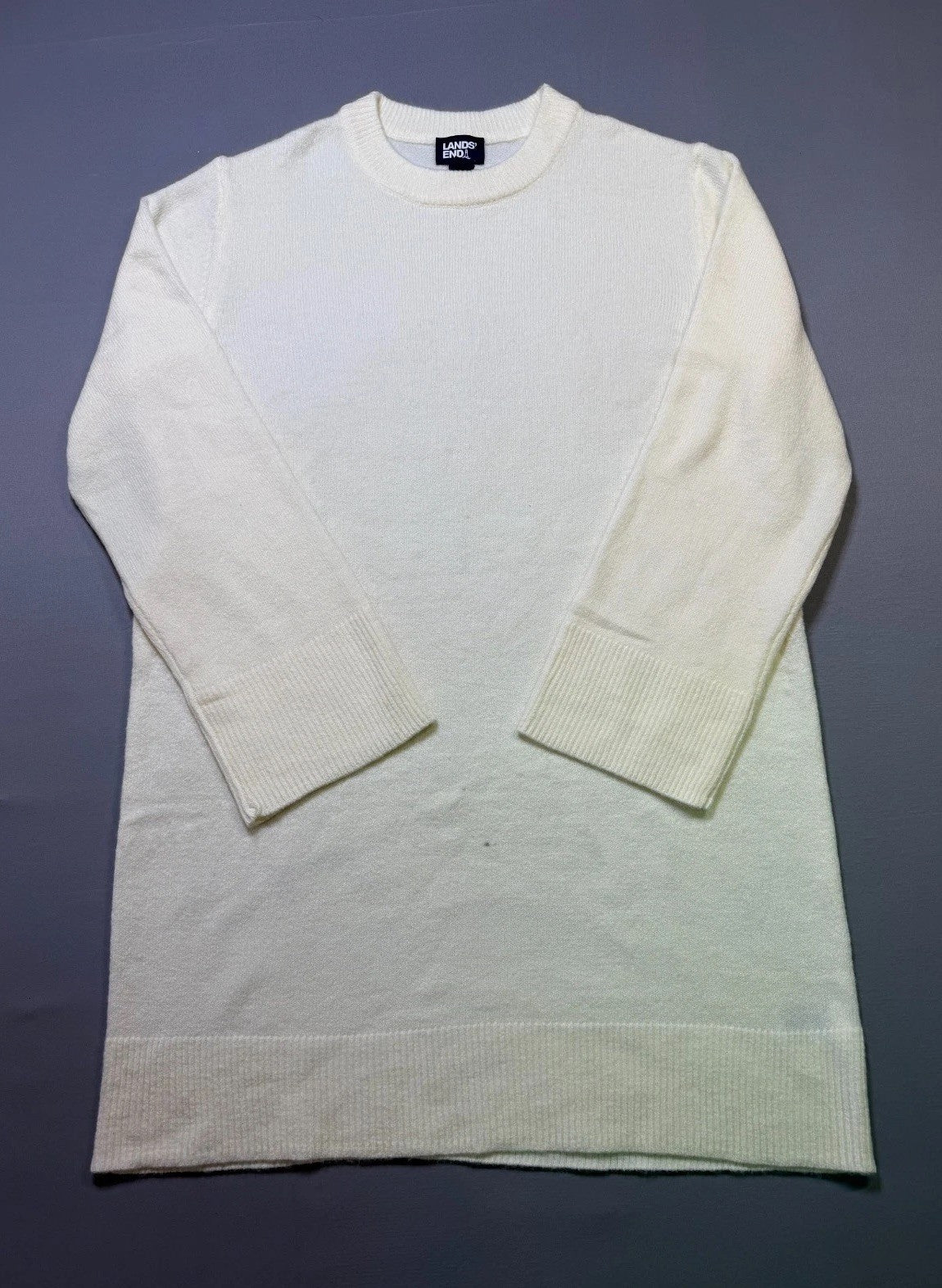 NWT Lands' End Crew Neck Sweater Women's Medium (8-10) Ivory Long Sleeve Winter