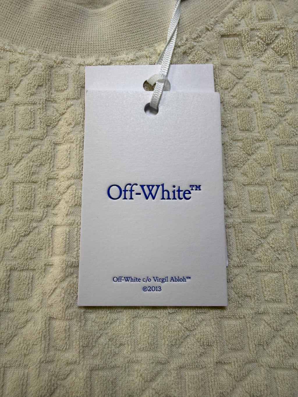 NWT Off-White Towel Terry All Over Logo T-Shirt Men XL Ivory Short Sleeve Casual