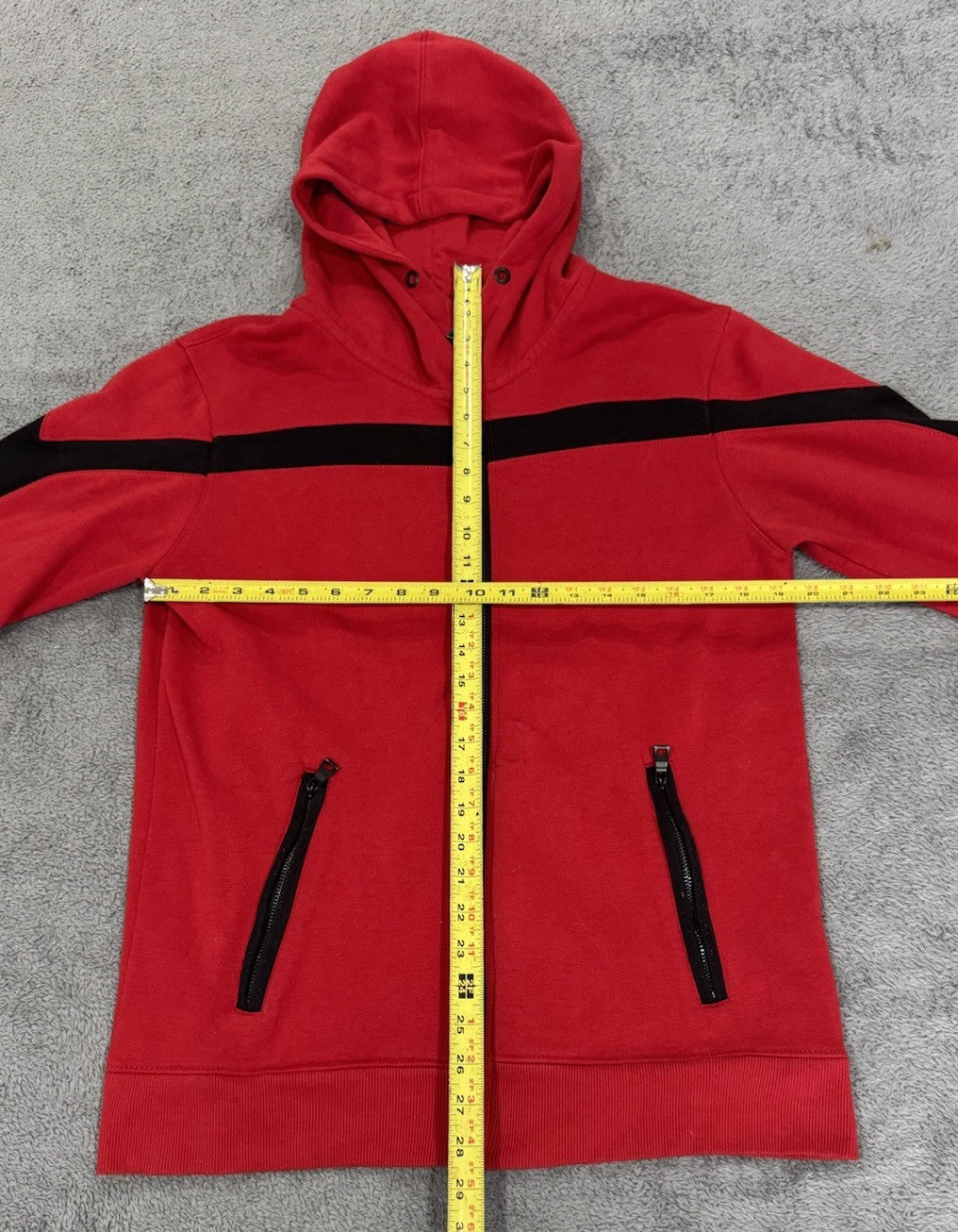 JORDAN CRAIG Hoodie Full Zip Jacket With Pockets Red & Black Mens Size L Large