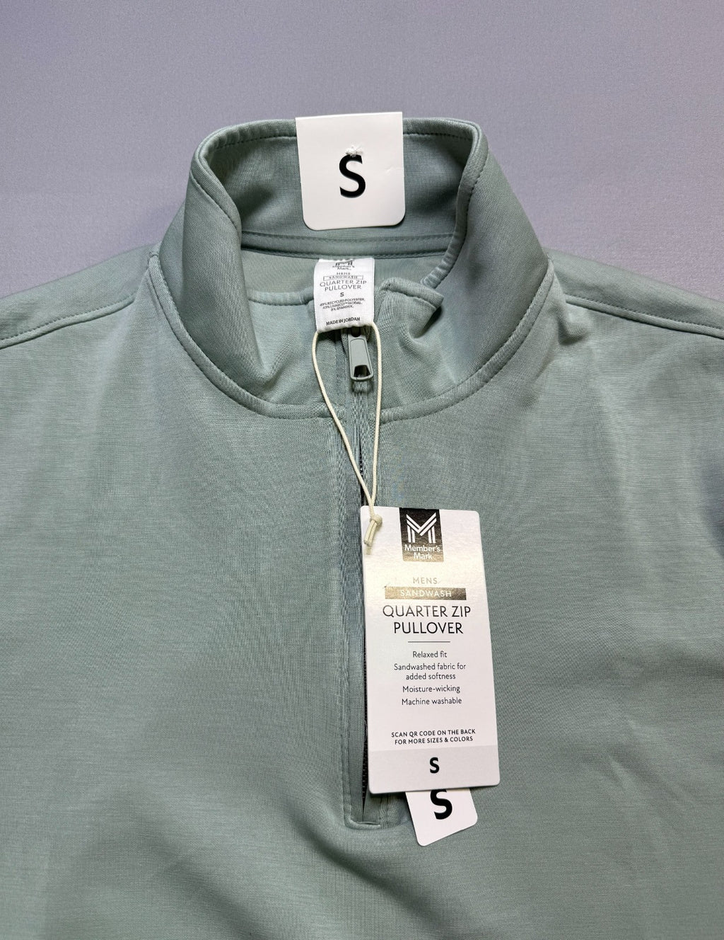 NWT Member's Mark Sandwash Quarter-Zip Pullover Sweatshirt Men's Green Small