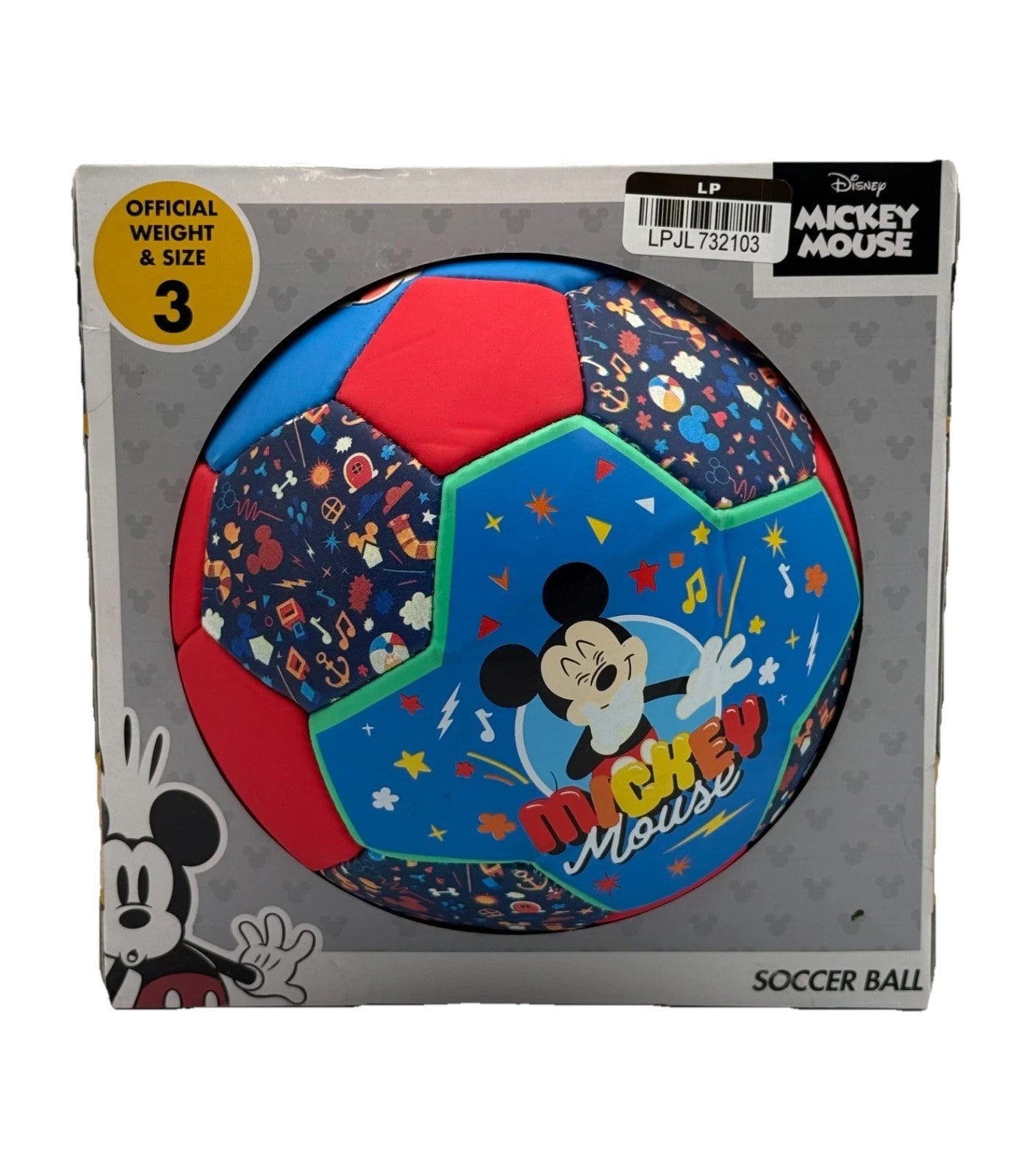 New Disney Mickey Mouse Soccer Ball Kids Blue Red Football Outdoor - Size 3