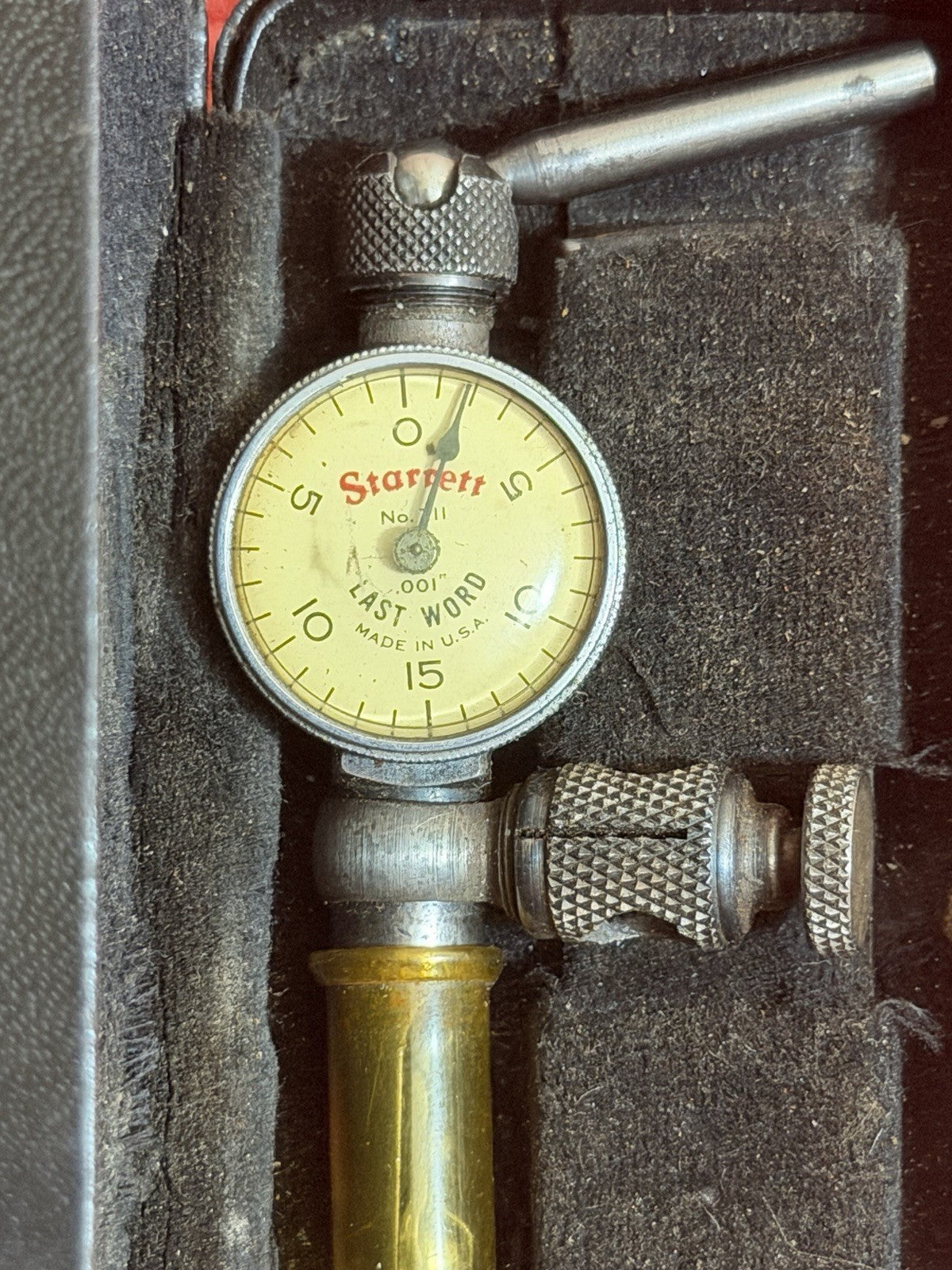 VINTAGE STARRETT LAST WORD 711  .001 TEST INDICATOR WITH CASE MACHINIST TOOL USA