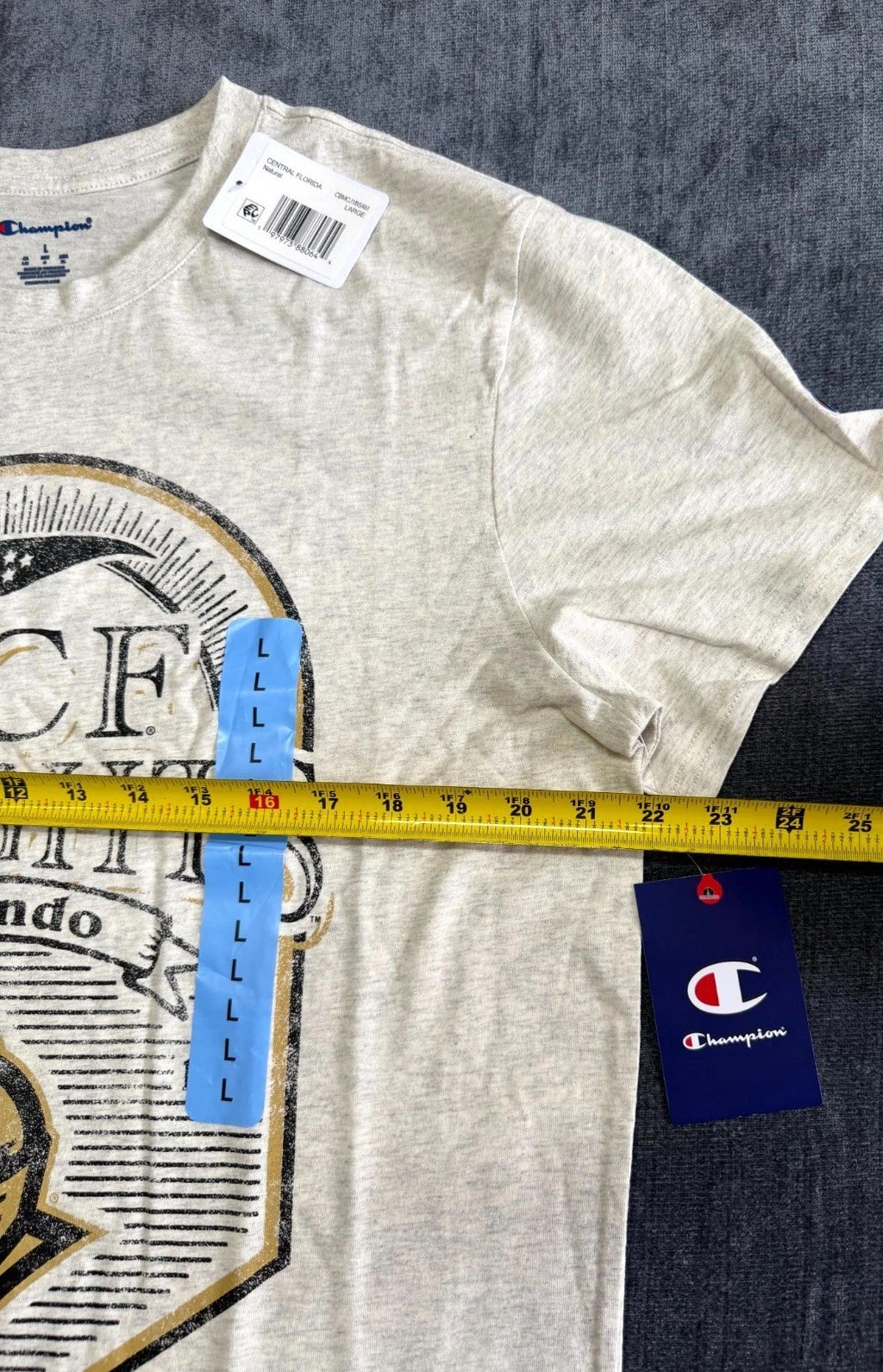 NWT Champion UCF Knight T-Shirt Men's Large Gray Crew-Neck Short Sleeve Pullover
