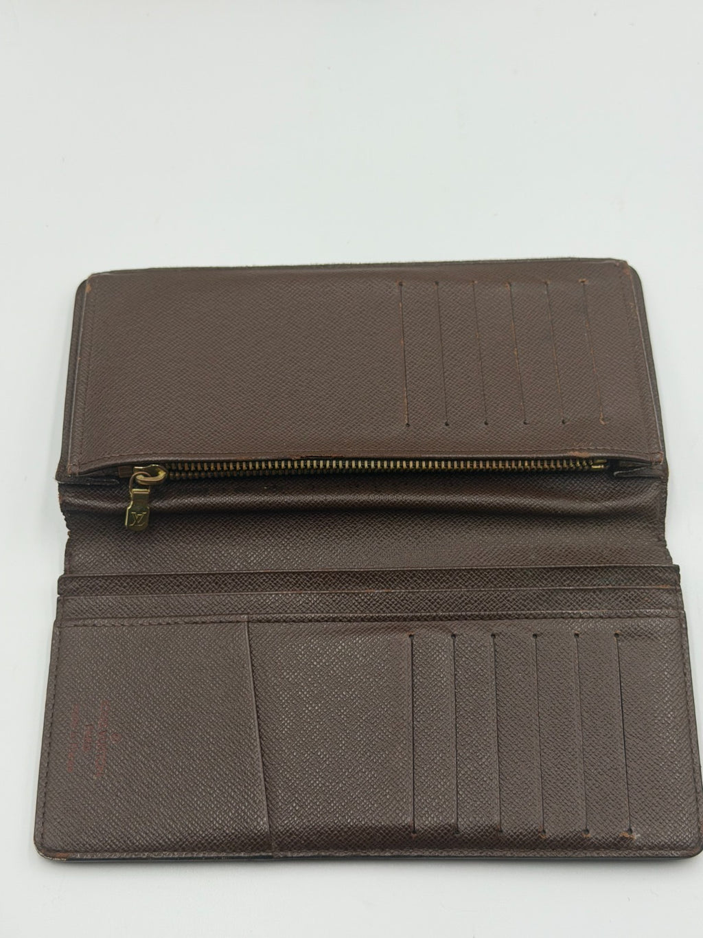 Authentic Louis Vuitton Vintage Brazza Wallet Men's Brown Damier Graphite Zip