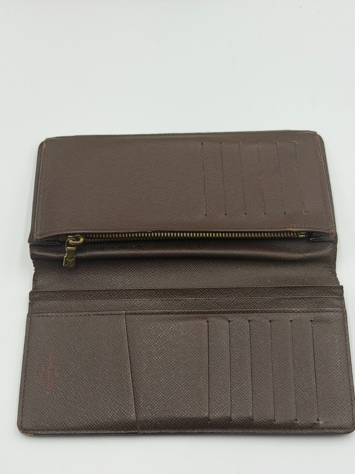 Authentic Louis Vuitton Vintage Brazza Wallet Men's Brown Damier Graphite Zip
