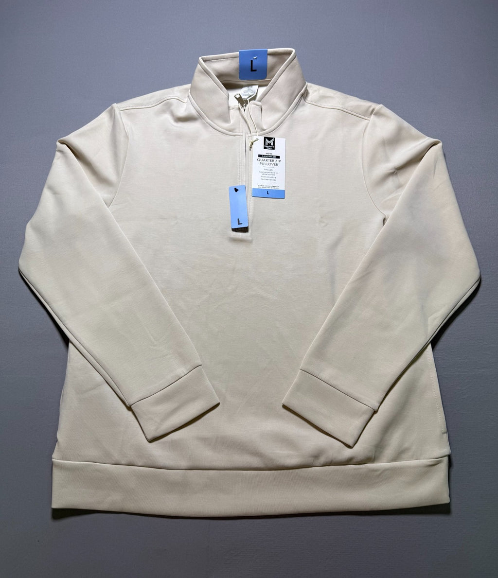 NWT Member's Mark Quarter Zip Pullover Sweatshirt Men's Large Beige Long Sleeve