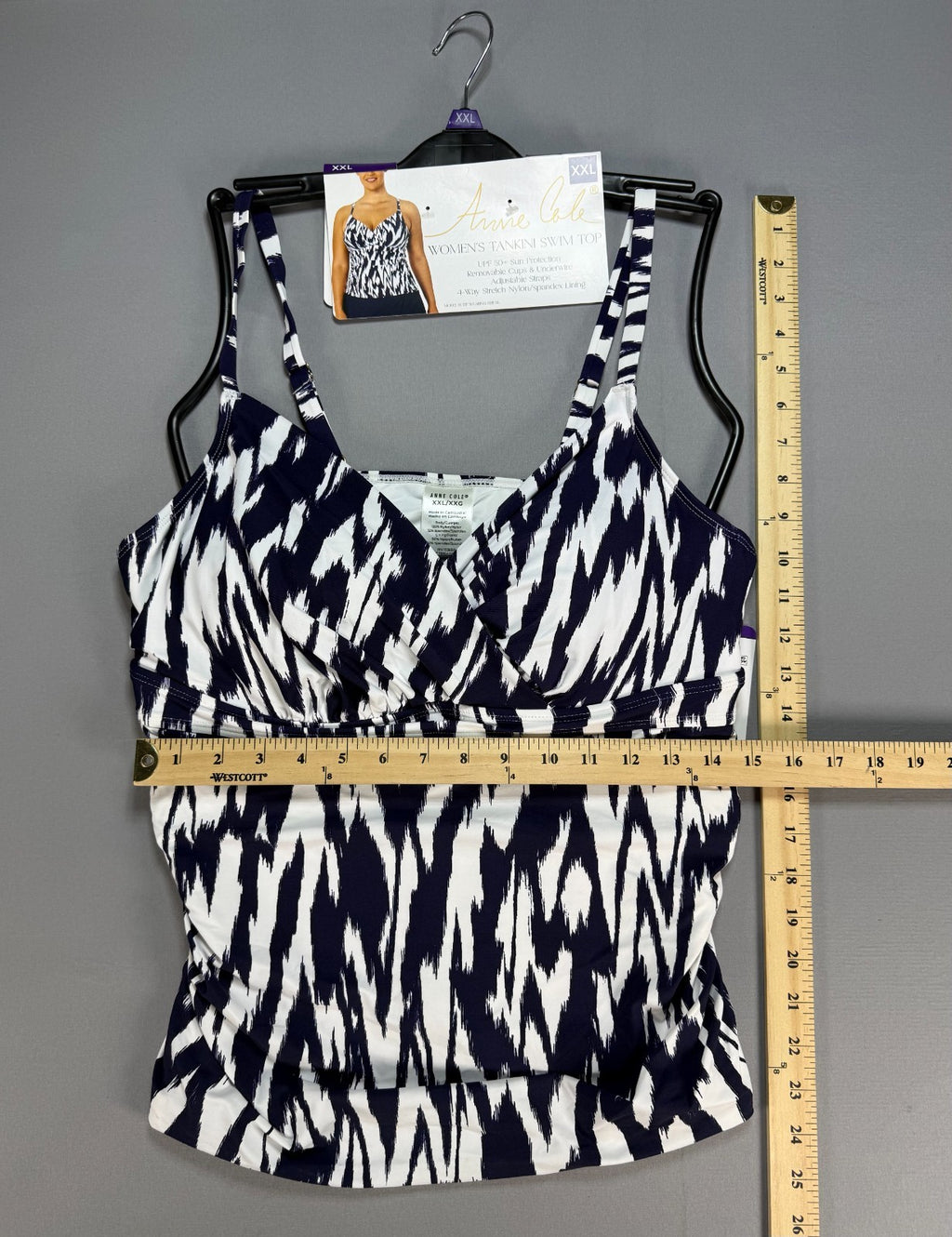 NWT Anne Cole Limited Edition Tankini Top Women's 2XL Navy Blue White Sleeveless