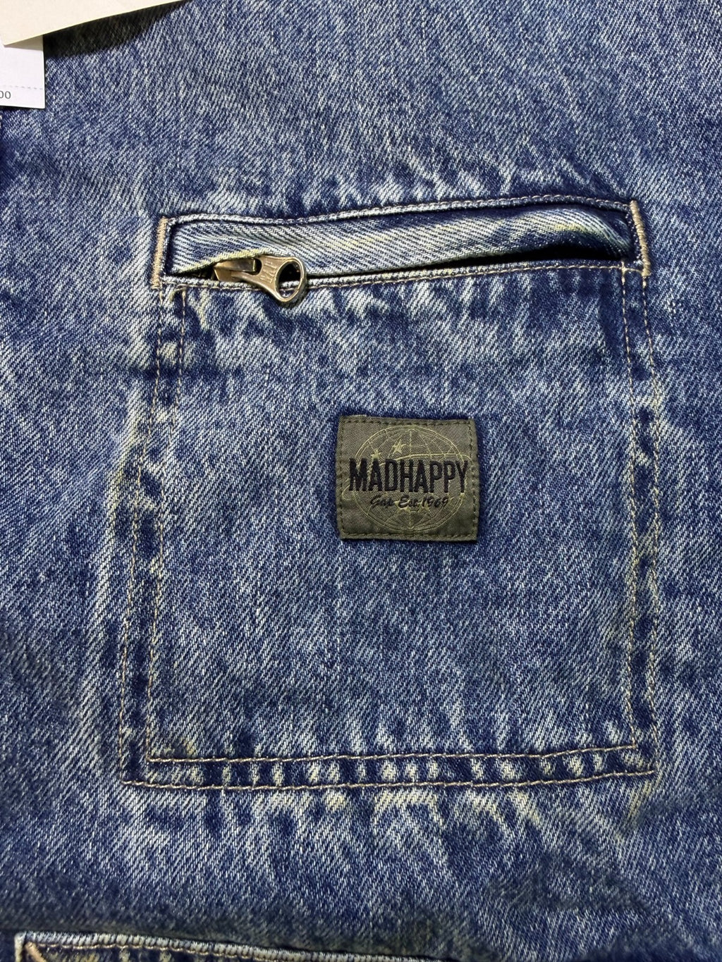 Gap X MadHappy Denim Jacket Men's Medium Blue Full-Zip Hooded Long Sleeve Collar