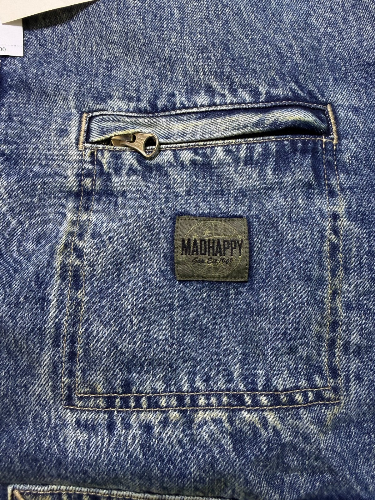 Gap X MadHappy Denim Jacket Men's Medium Blue Full-Zip Hooded Long Sleeve Collar