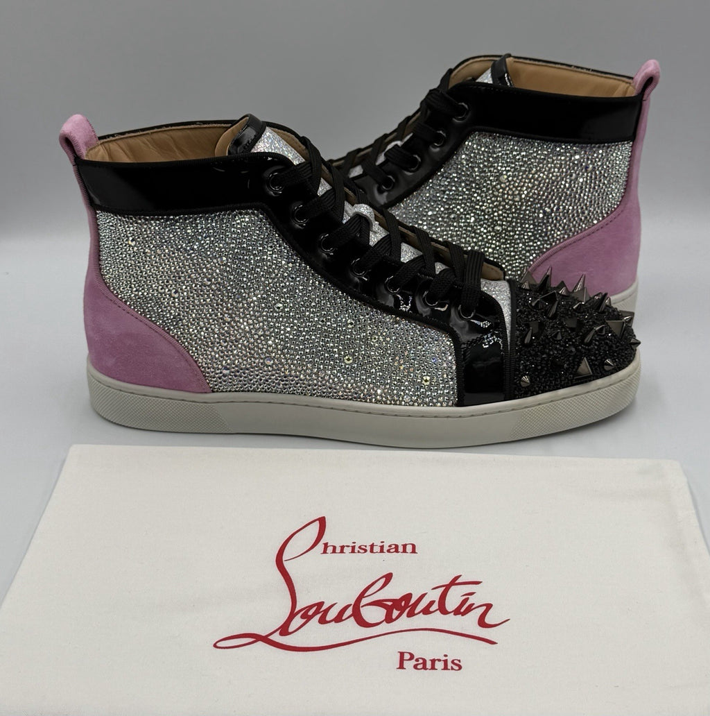 CHRISTIAN LOUBOUTIN Louis Strass Sneakers Pink High Swarovski Size 43 EU, 10 US