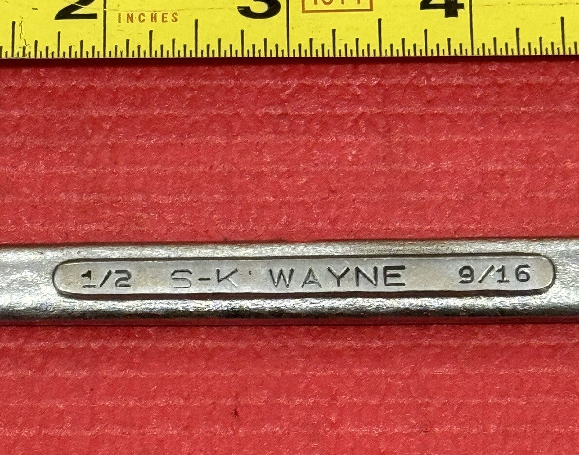 Vintage SK Wayne Tools 0-1618, 1/2" X 9/16" Open End Wrench Made in USA