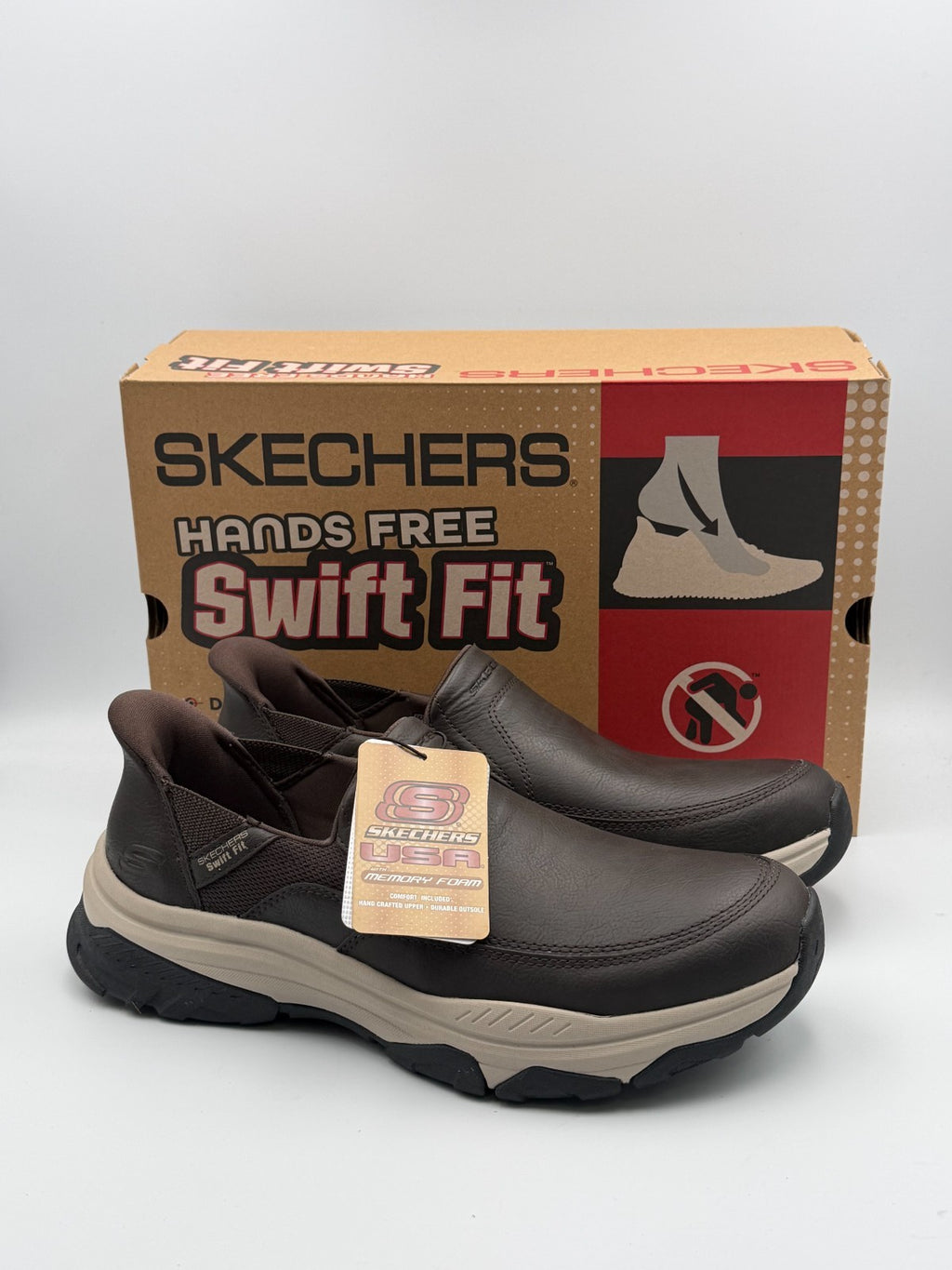 Skechers Men’s Hands Free Slip-ins Izaiah Brown Slip-On Sneakers Size 12 NEW