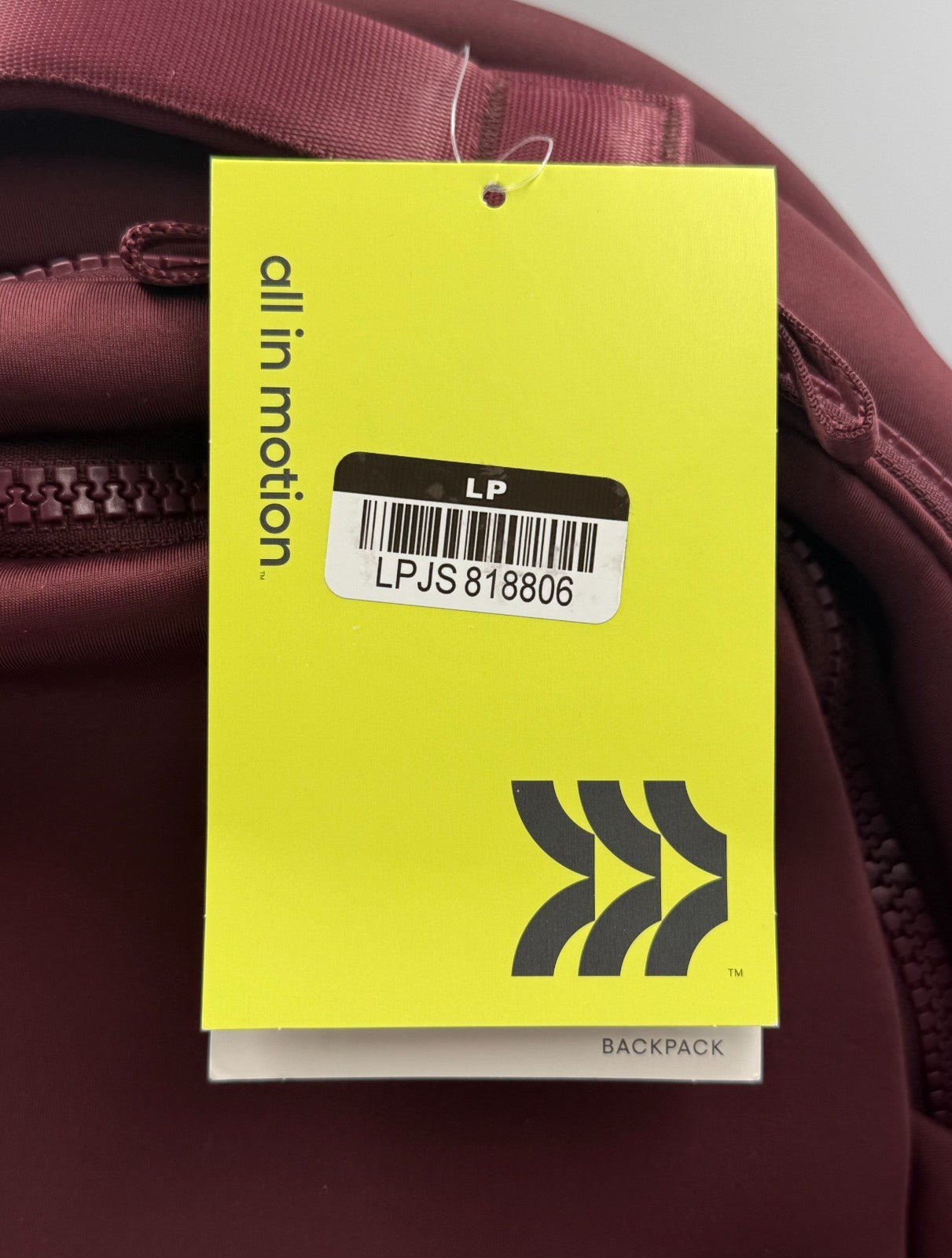 NWT All In Motion 14L Faux Neoprene Backpack Burgundy Maroon Mini School Bag