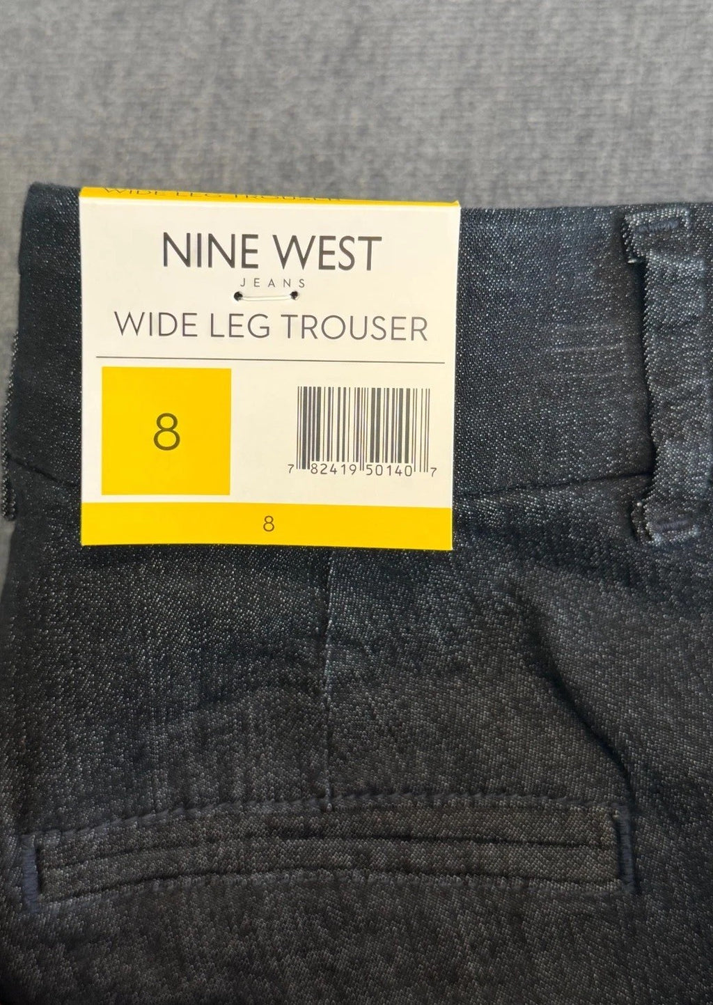 NWT Nine West Jeans Wide Leg Trousers Pants Women's 8 Dark Blue Slash Pockets