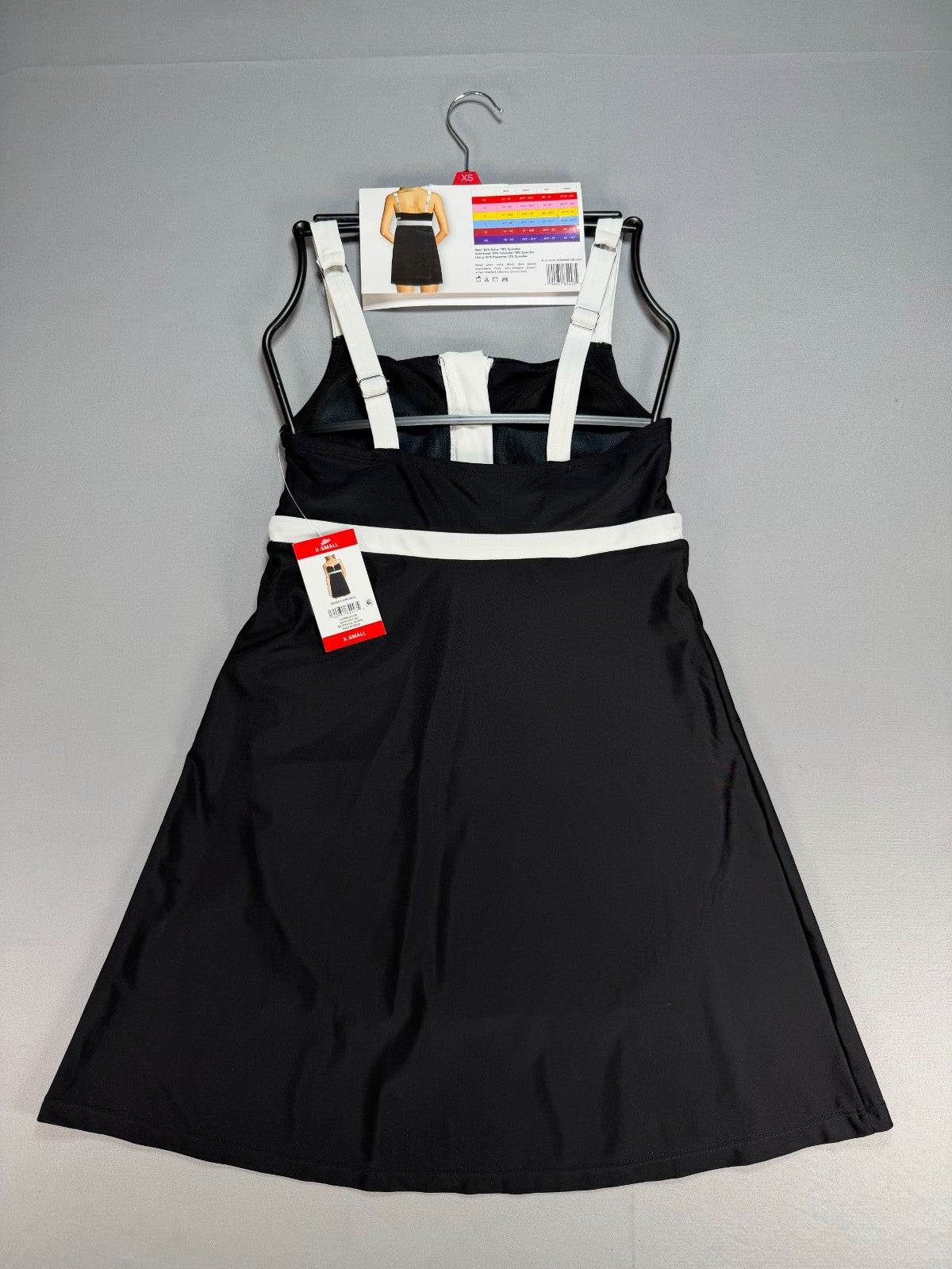 NWT Lands' End Zip Front Swim Dress Women's XS Black White Sleeveless Beach Gear