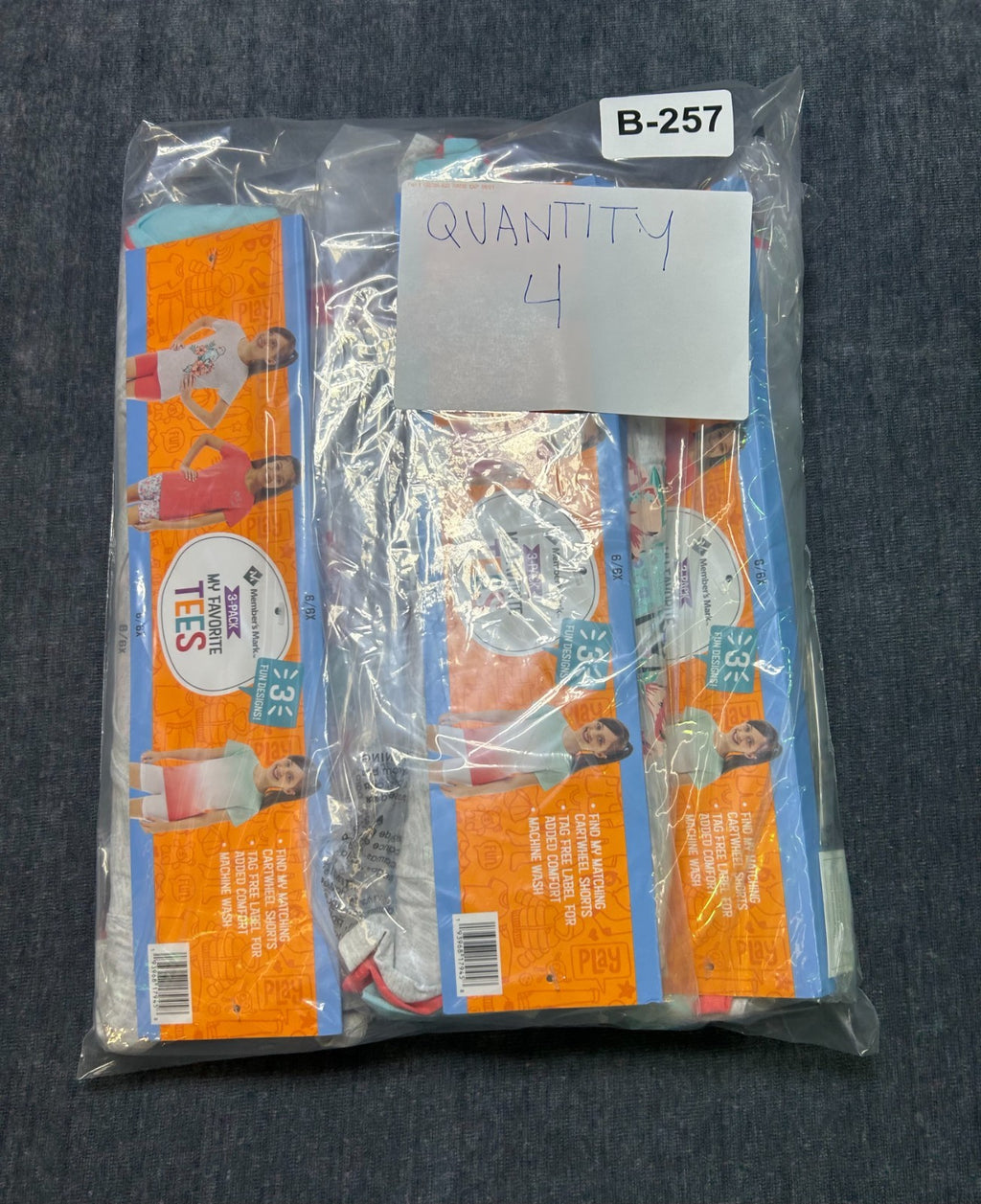 NWT Member's Mark My Favorite Active Tees Girls 6/6X Multicolor Preppy - 3-Pack