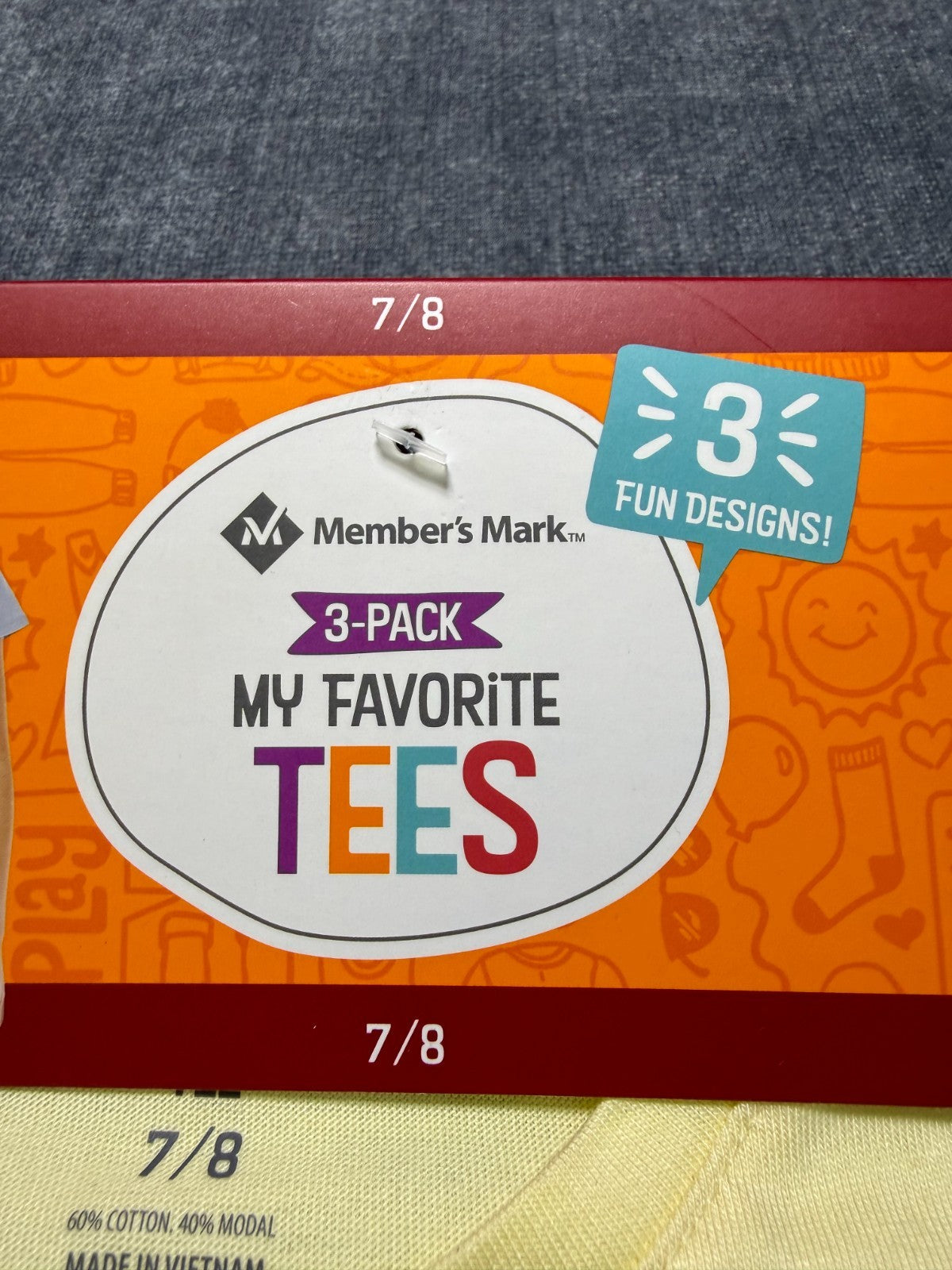 NWT Member's Mark My Favorite Active Tees Girls 7/8 Multicolor Preppy - 3-Pack