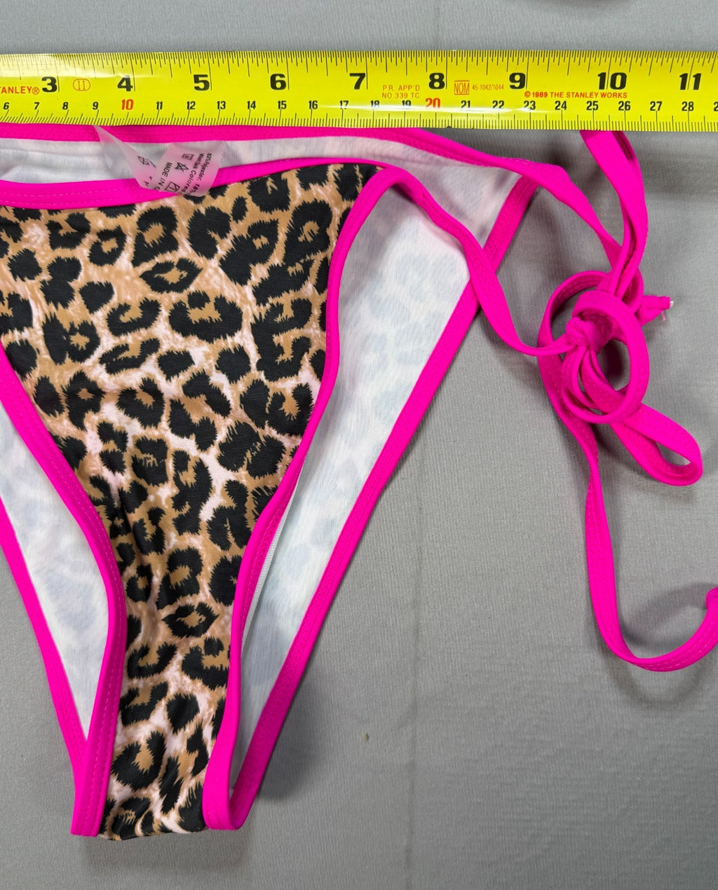 Women's Leopard Print Bikini Set Medium Pink Trim Triangle Top High Cut Bottoms