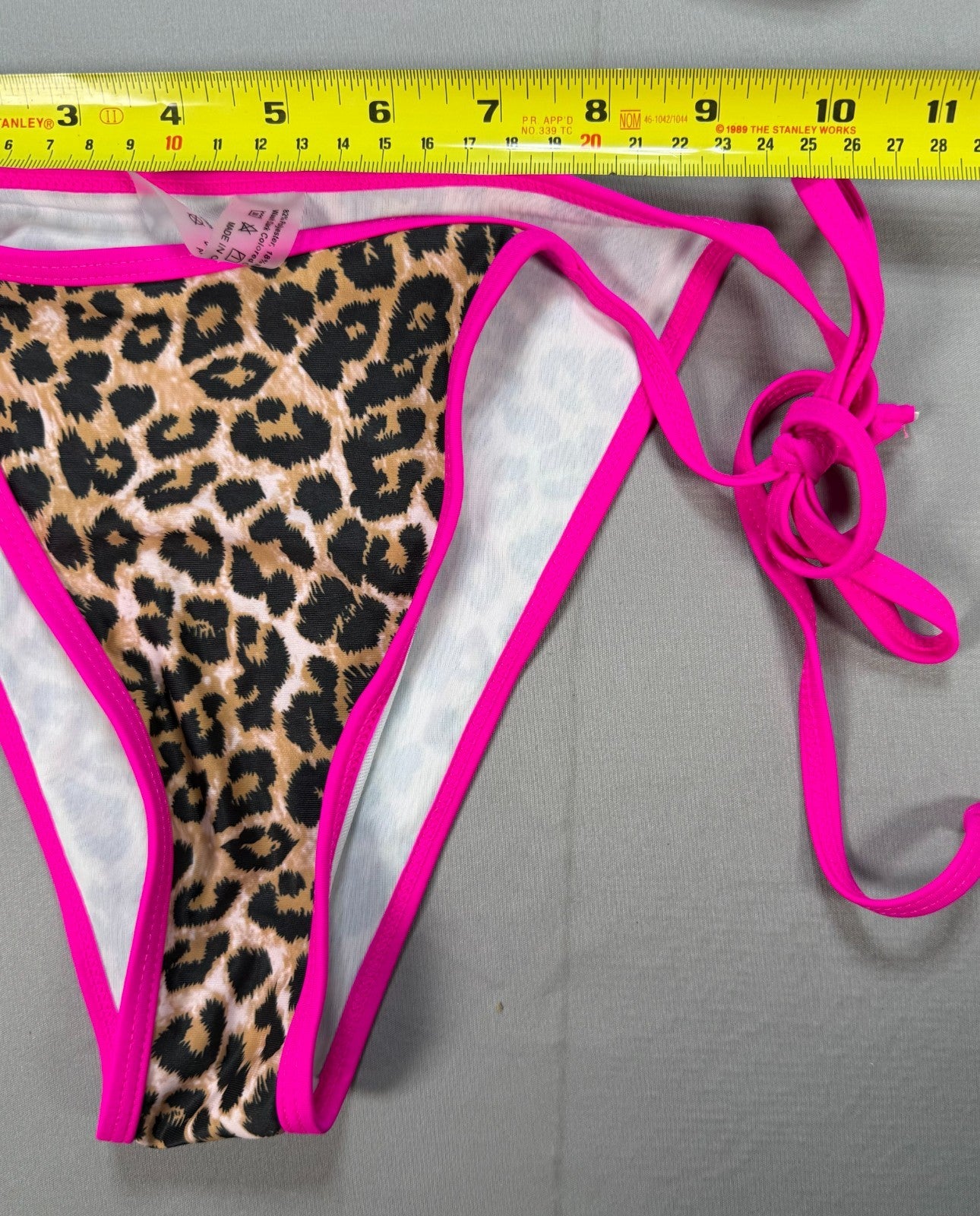Women's Leopard Print Bikini Set Medium Pink Trim Triangle Top High Cut Bottoms