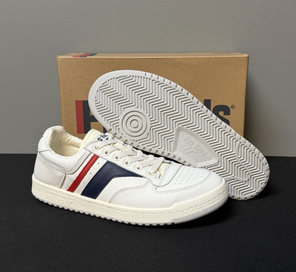 Pro-Keds Skyhawk Men's Size 10.5 (M) White/Blue/Red Low Top Leather Sneakers NWT