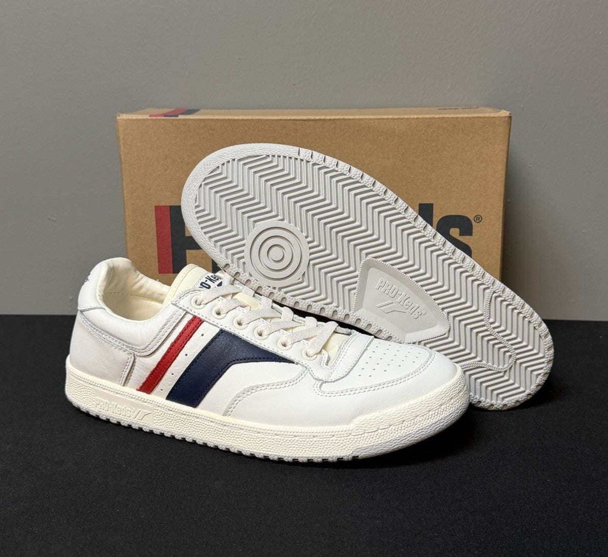 Pro-Keds Skyhawk Men's Size 10.5 (M) White/Blue/Red Low Top Leather Sneakers NWT