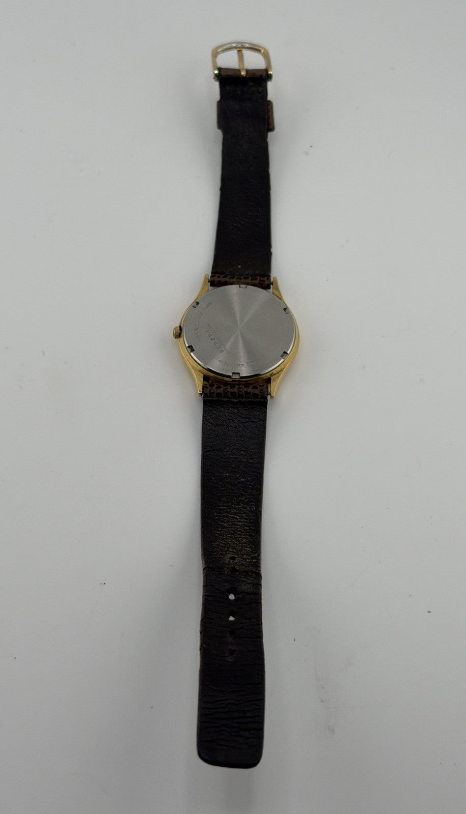 Seiko SQ Watch Men 34mm Gold Dial Gold Tone Daydate Round 5Y23-7079