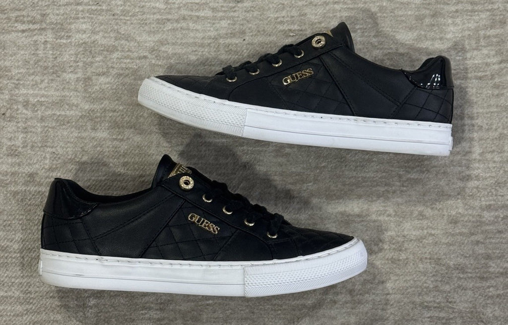 Guess GW Loven Womens Black/White/Gold Low Top Lace Casual Sneaker Size 9.5 M