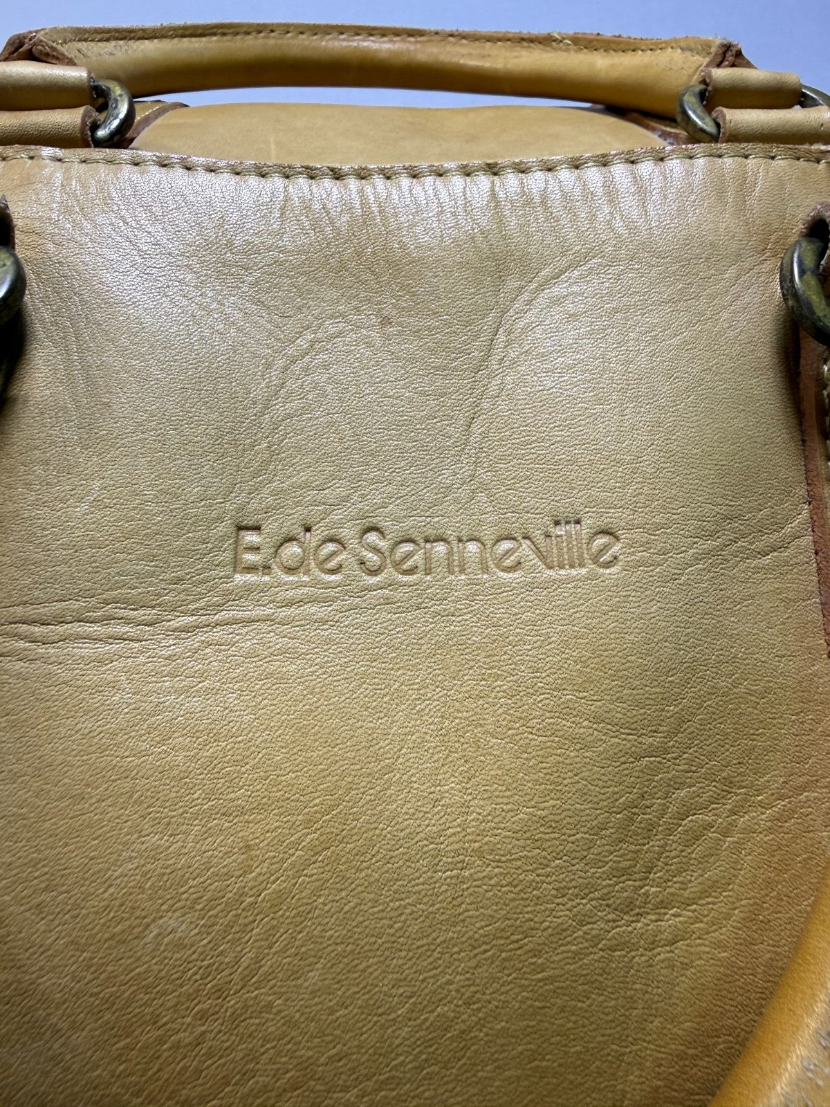 Eda Sennevilla Duffle Handbag Women's Brown Leather Double Handle Modern Zipper