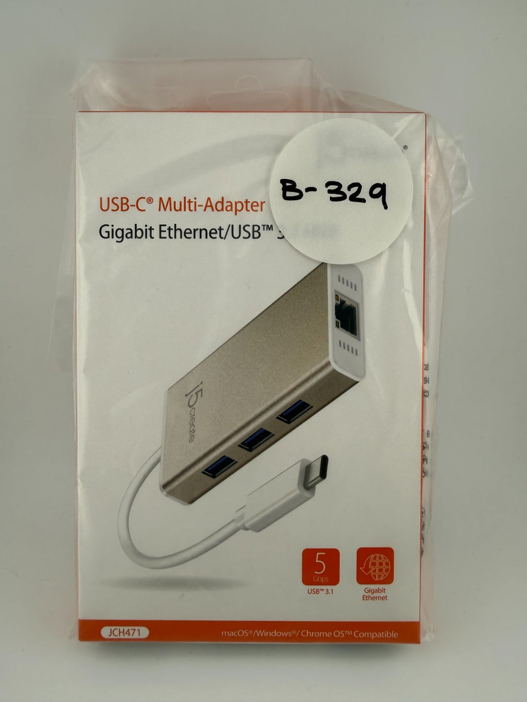 NEW J5Create JCH471 White 3.1 USB Type-C Gigabit Ethernet and Hub Multi-Adapter