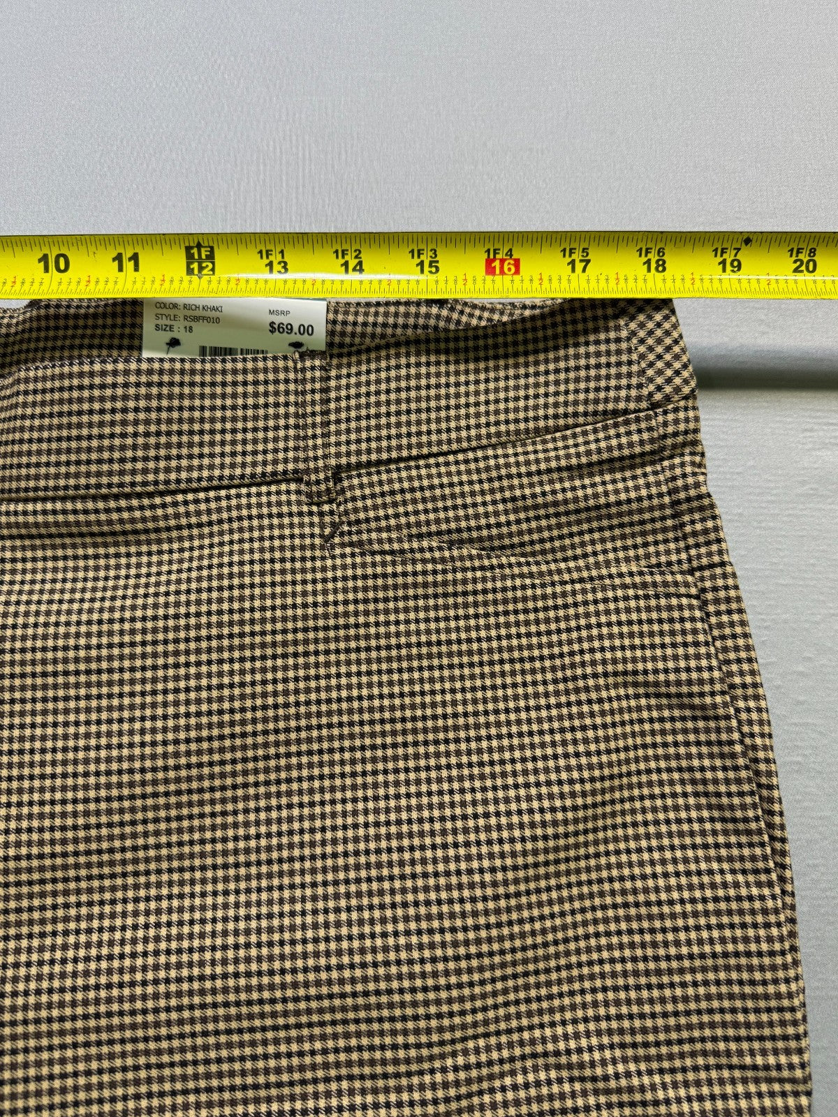 NWT Rafaella Houndstooth Pattern Stretch Pants Women's 18 Rich Khaki City Preppy