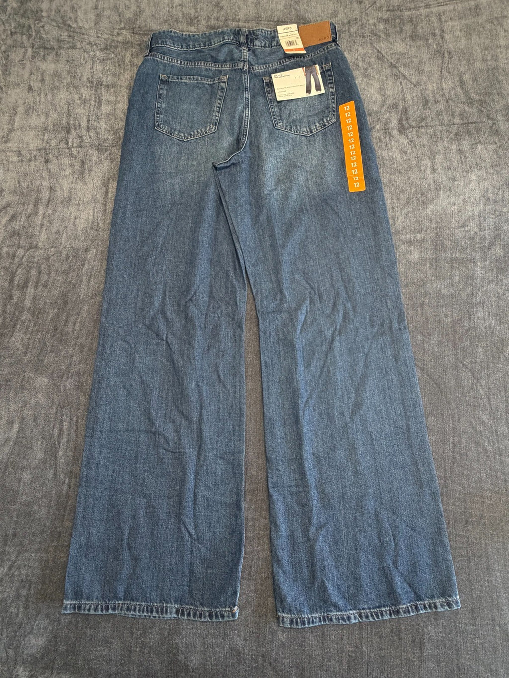 NWT Aeropostale Wide Leg Jeans Women's 12 Blue Denim High Rise Casual 100%Cotton