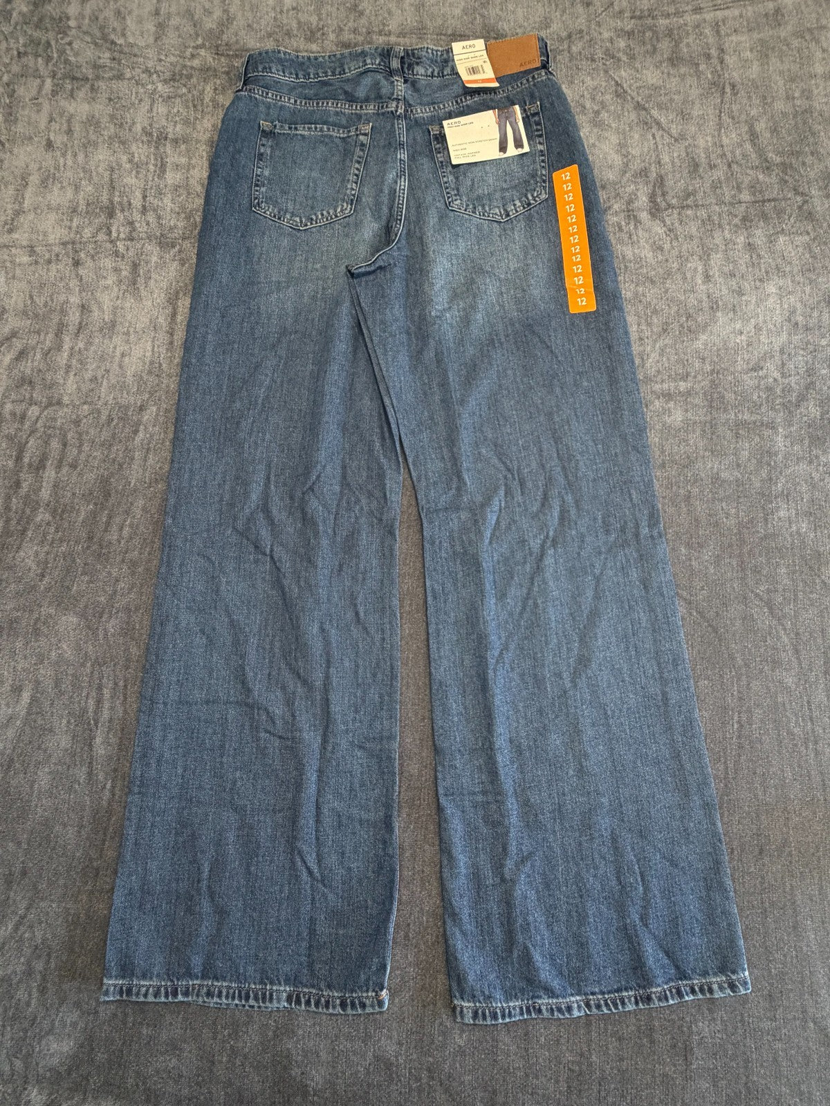 NWT Aeropostale Wide Leg Jeans Women's 12 Blue Denim High Rise Casual 100%Cotton