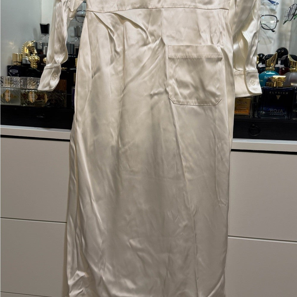 Off-White Duchesse Twist Long Dress Satin Size Medium 42 EU, 6 US NWT