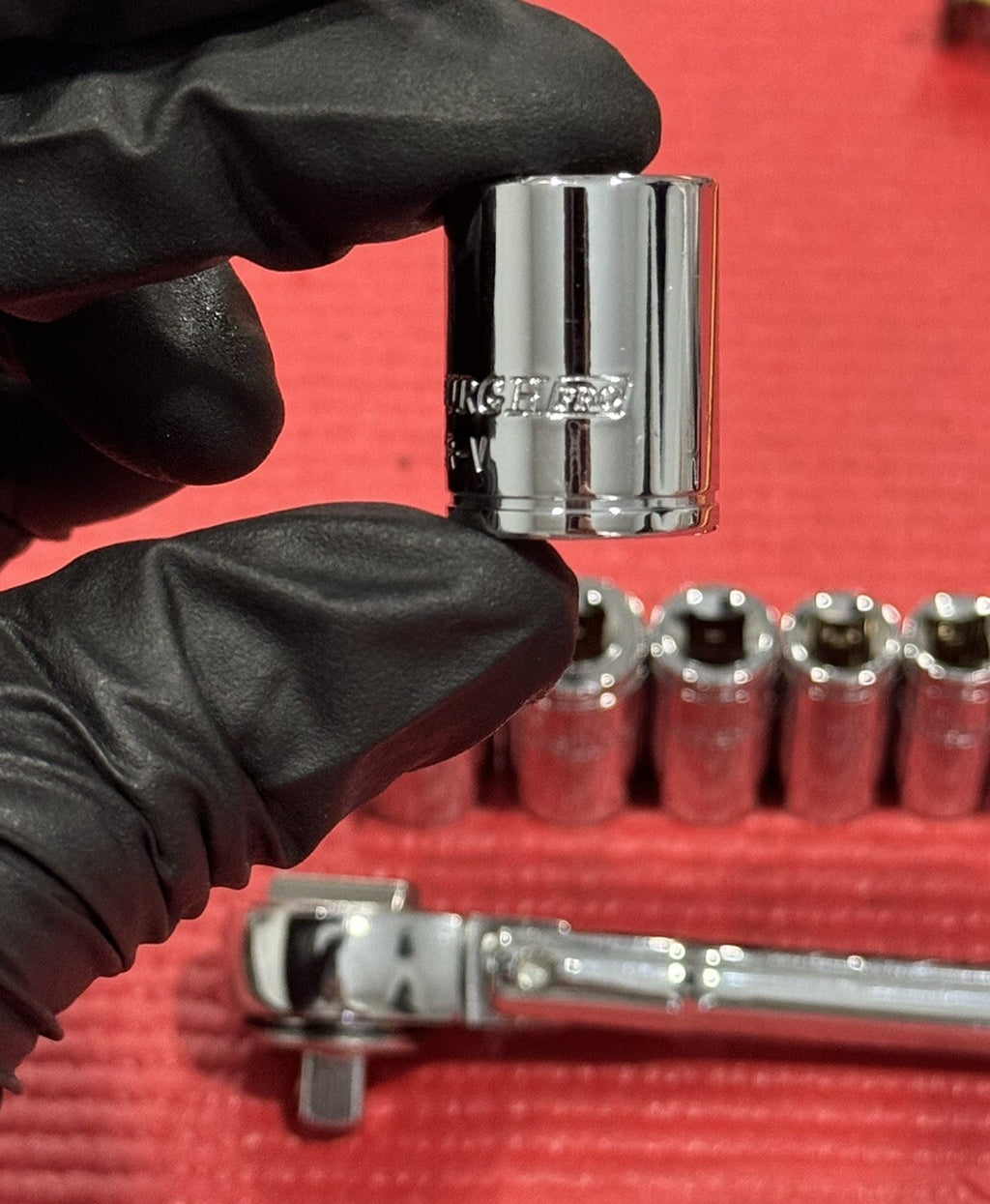 Pittsburgh Pro New 11pc Set 1/4” Drive Stubby Flex Ratchet & SAE Sockets 6pt Set