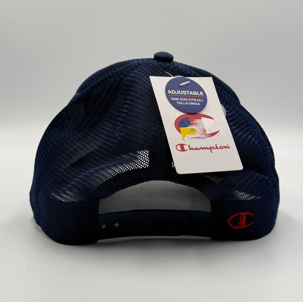 Champion 1919 Physical Education Trucker Hat Navy Blue Mesh Adjustable Snapback