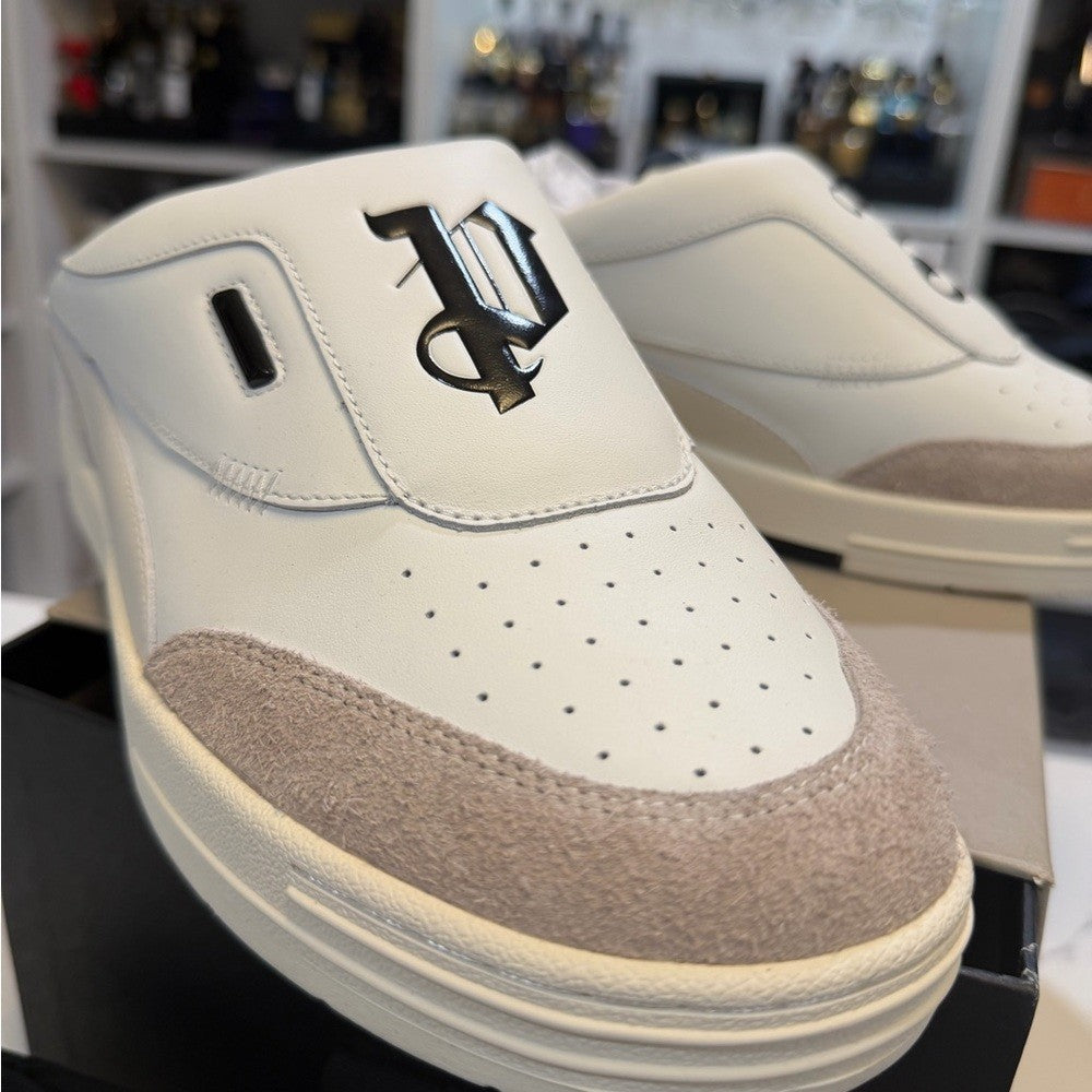 Palm Angels White and Tan Men's mule sneakers