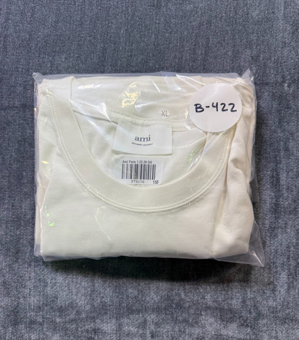 NWT Ami T-Shirt Men's X-Large White Short Sleeve Crew Neck Pullover Lightweight]